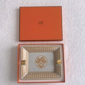 HERMES Mosaique AU 24 Gold Rectangular Ashtray. Like New with original box!!!